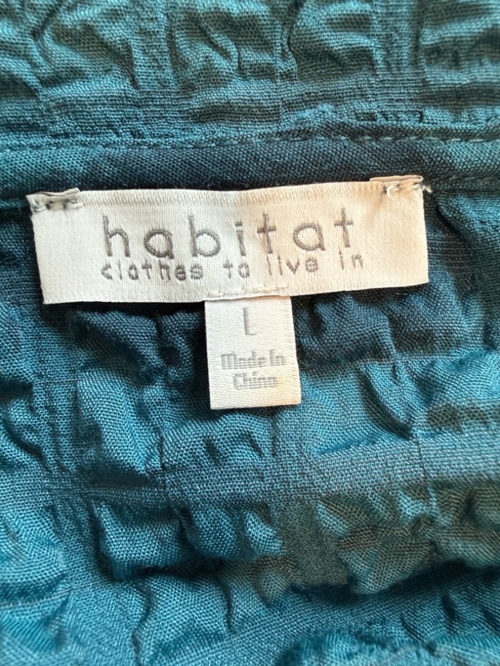 Habitat teal puckered button up top sz L - Picture 6 of 6